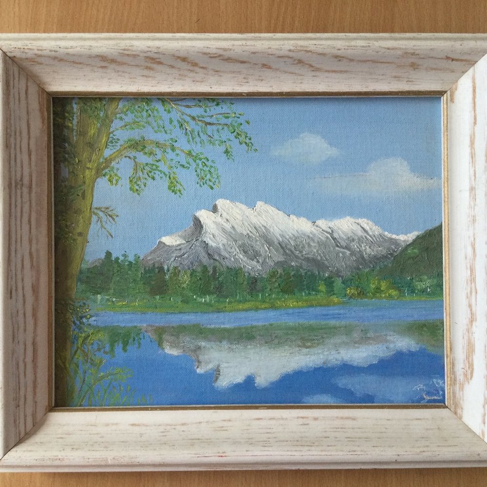 Two small original painting on canvas landscape framed good condition